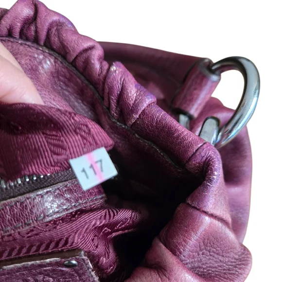 Prada Women's Burgundy Leather Bag - Picture 6 of 7